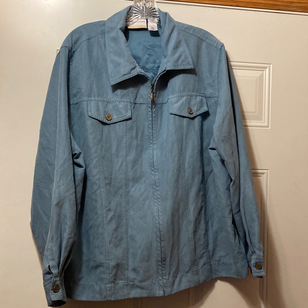 Alfred Dunner Light Blue Casual Zip-Front Jacket 20W